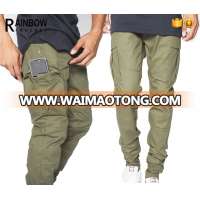 100% Cotton Skinny Olive Men Side Cargo Chino Pants